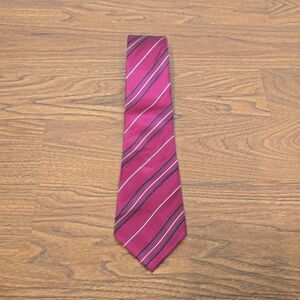 CHRISTIAN DIOR 100% SILK STRIPED TIE RED BLUE WHITE